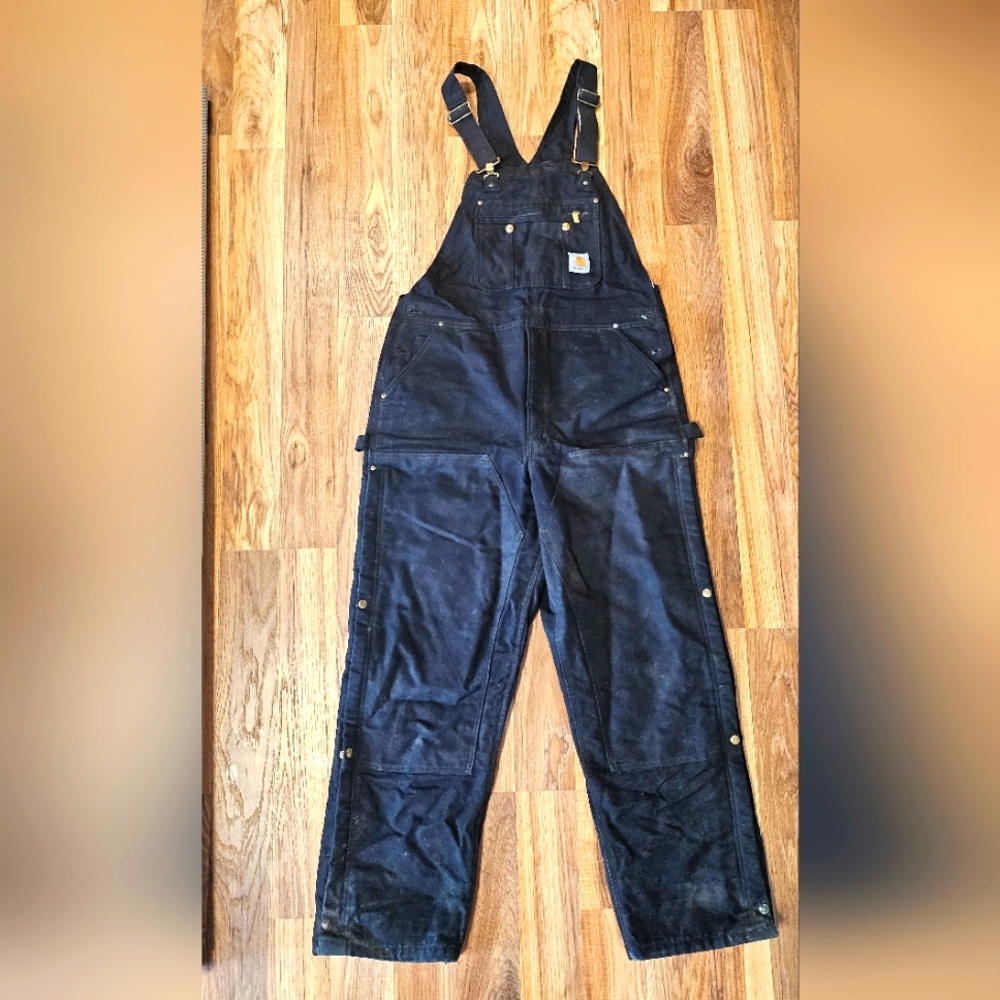 Carhartt Insulated Black Coveralls Authentic Farm Chore, Carhartt Logo